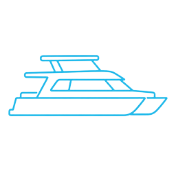 Line icon of a power catamaran