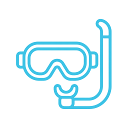 Line icon of a snorkel mask and snorkel